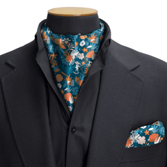 TROPICA BIRD SILK CRAVAT & POCKET SQUARE SET