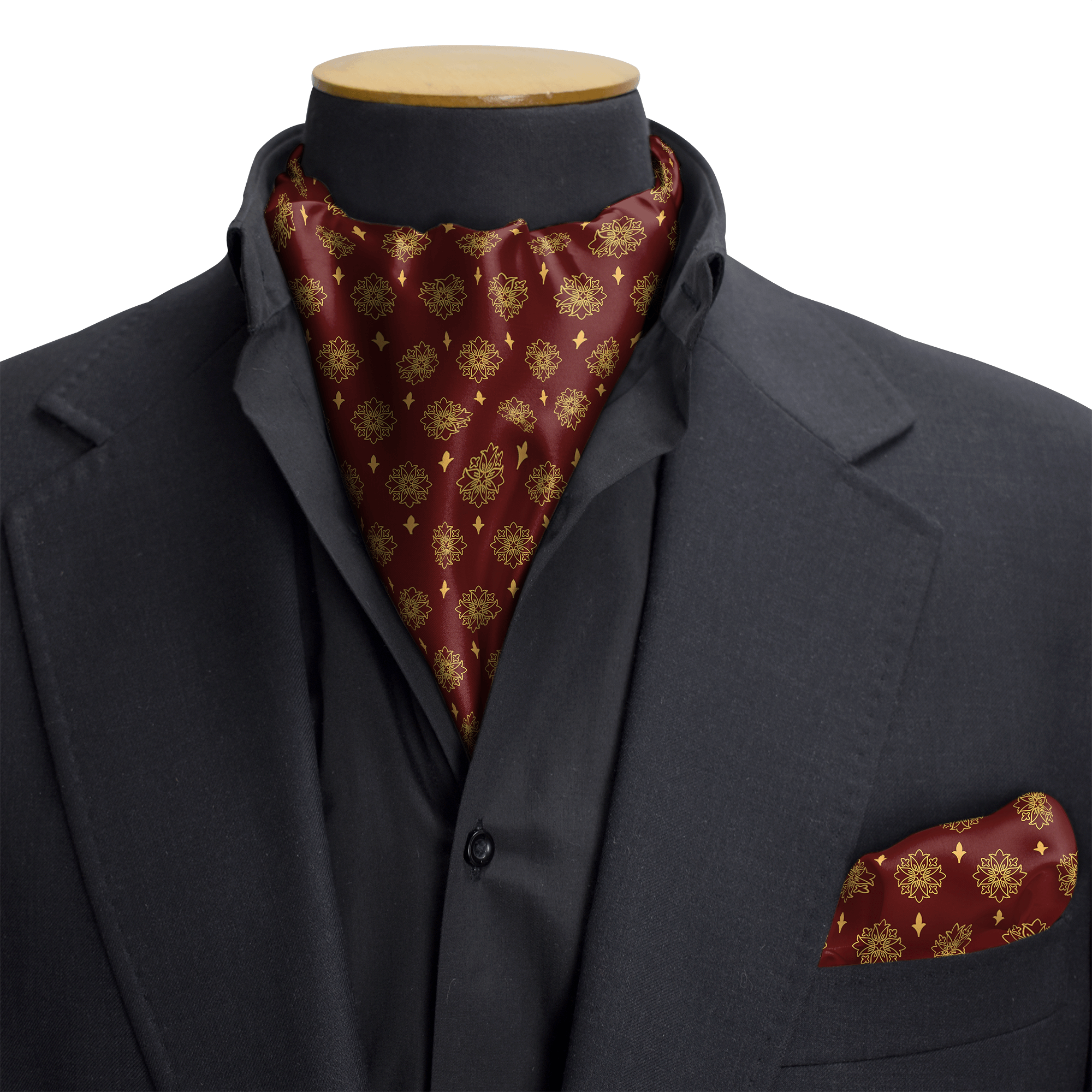 MAROON ECLIPSE SILK CRAVAT & POCKET SQUARE SET