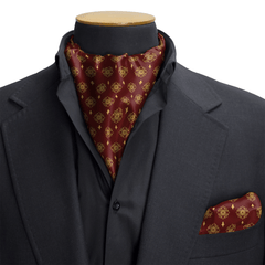 MAROON ECLIPSE SILK CRAVAT & POCKET SQUARE SET