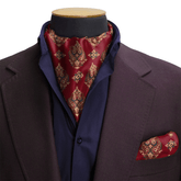 MAROON & BLACK MYSTERY SILK CRAVAT & POCKET SQUARE SET