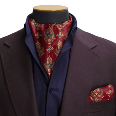 MAROON & BLACK MYSTERY SILK CRAVAT & POCKET SQUARE SET