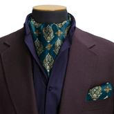 GREEN & YELLOW MYSTERY SILK CRAVAT & POCKET SQUARE SET