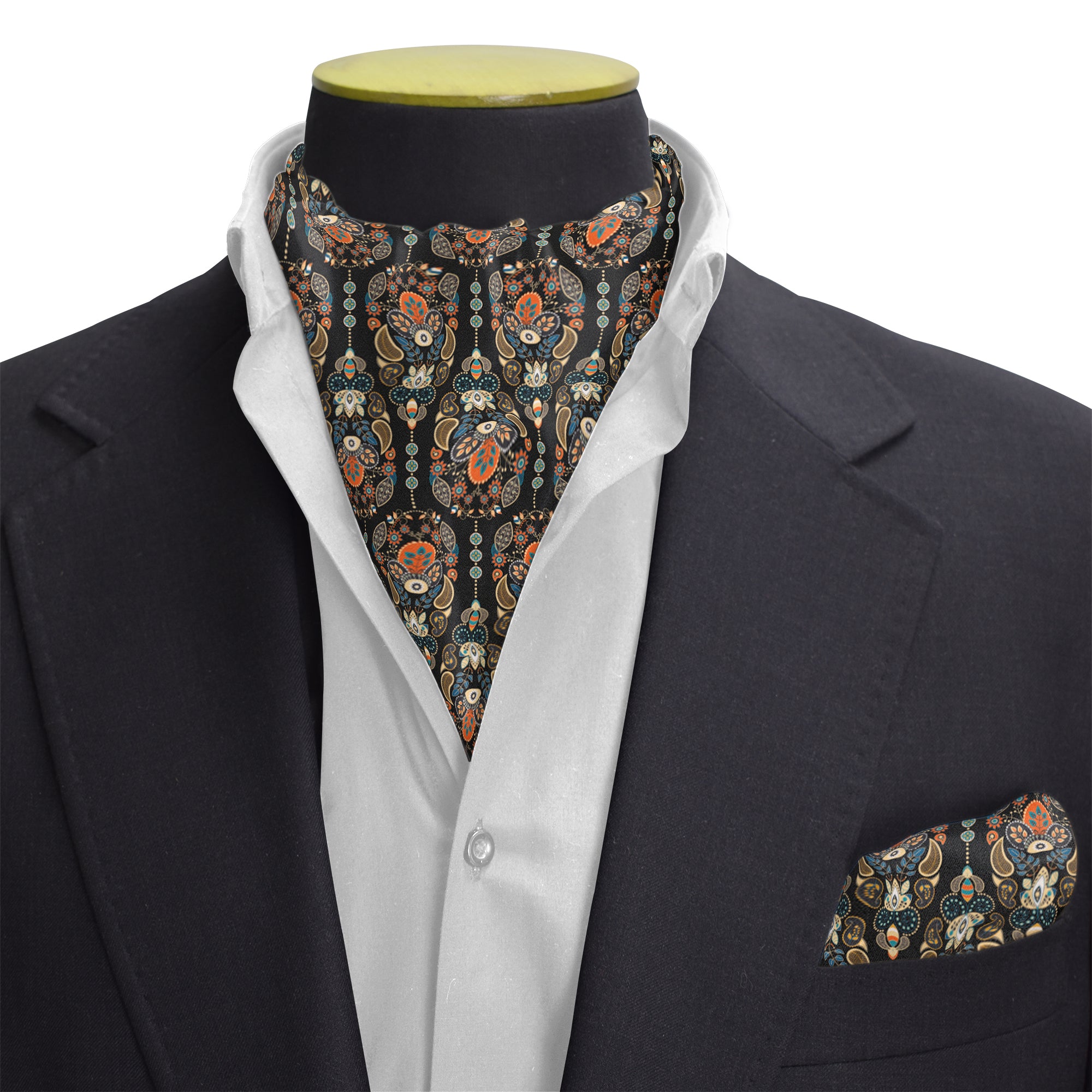 MUGHAL MOTIFS SILK CRAVAT & POCKET SQUARE SETS (LUXE COLLECTION)