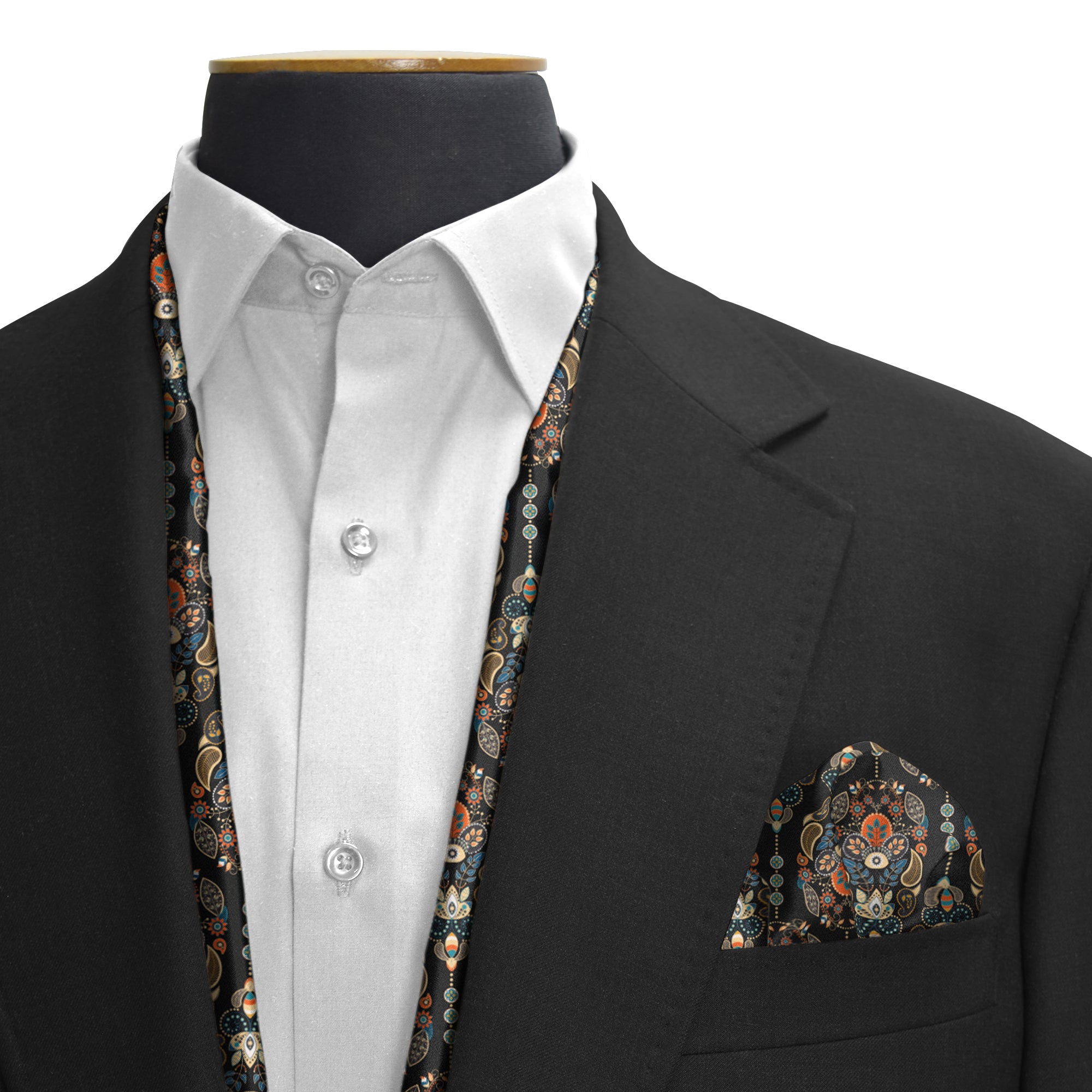 MUGHAL MOTIFS SILK SCARF & POCKET SQUARE SET (LUXE COLLECTION)