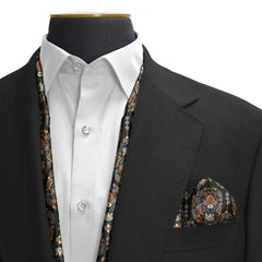 MUGHAL MOTIFS SILK SCARF & POCKET SQUARE SET (LUXE COLLECTION)