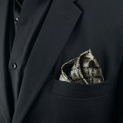 Classic Floral Gold & Black Pocket Square