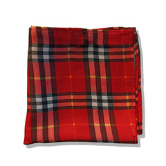RED & BLACK PLAIDS SILK POCKET SQUARE