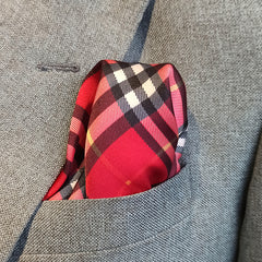 RED & BLACK PLAIDS SILK POCKET SQUARE