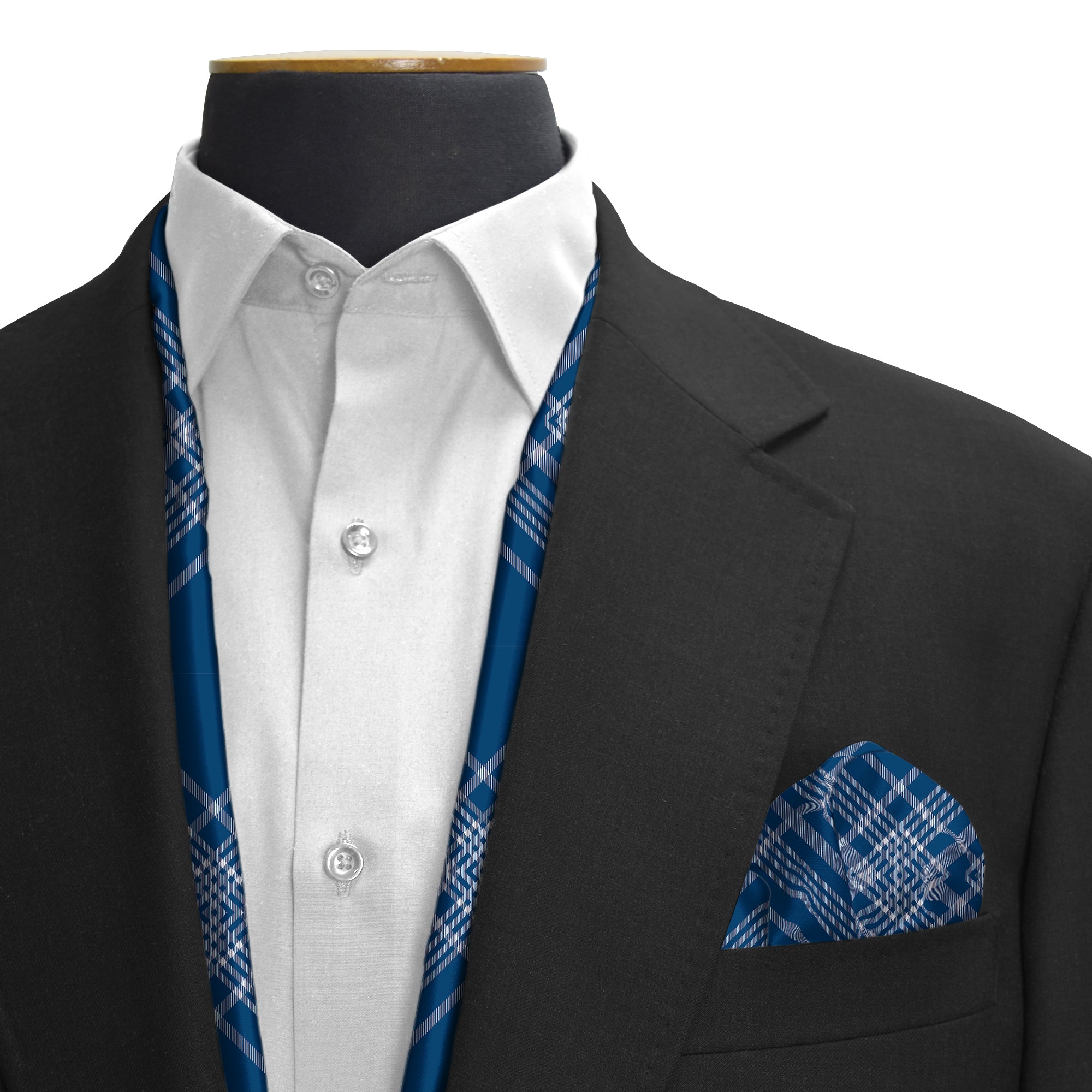 SCOTTISH BLUE SILK SCARF & POCKET SQUARE SET