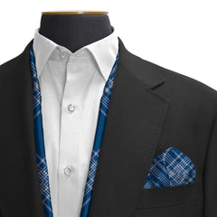 SCOTTISH BLUE SILK SCARF & POCKET SQUARE SET