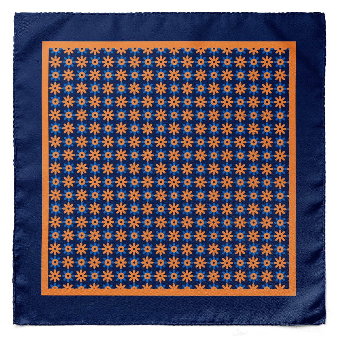 W21- Polka Flower SILK POCKET SQUARE