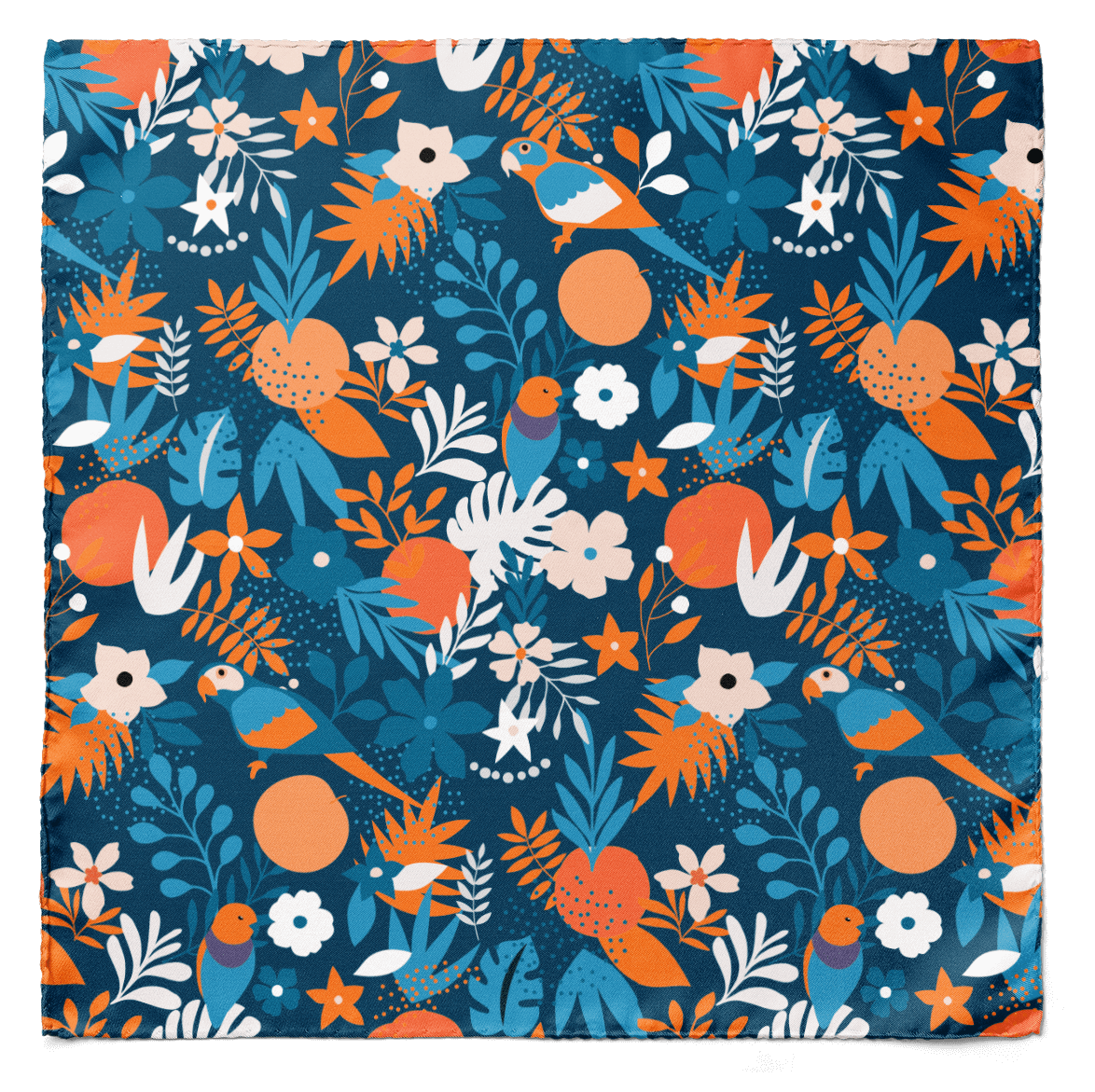 W21-Tropica Bird SILK POCKET SQUARE