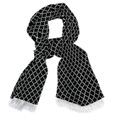 Black White Tartan Silk Scarf