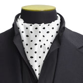 WHITE WITH BLACK POLKA DOT SILK CRAVAT