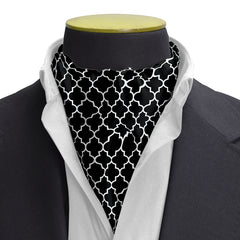 BLACK WHITE TARTAN SILK CRAVAT