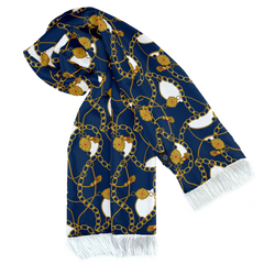 BLUE & GOLD CHAIN SILK MEN SCARF