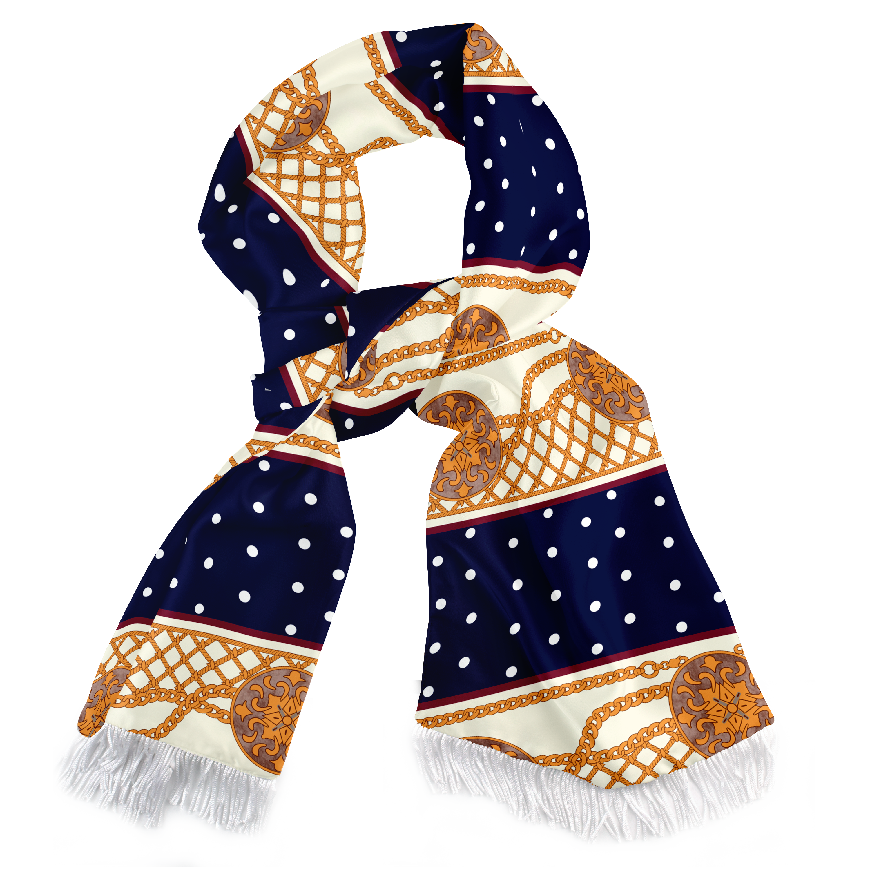 Blue & Gold Medal Silk Scarf