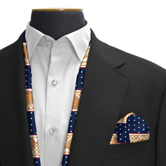BLUE & GOLD MEDAL SILK SCARF & POCKET SQUARE SET