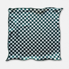 Green & white Checked Silk