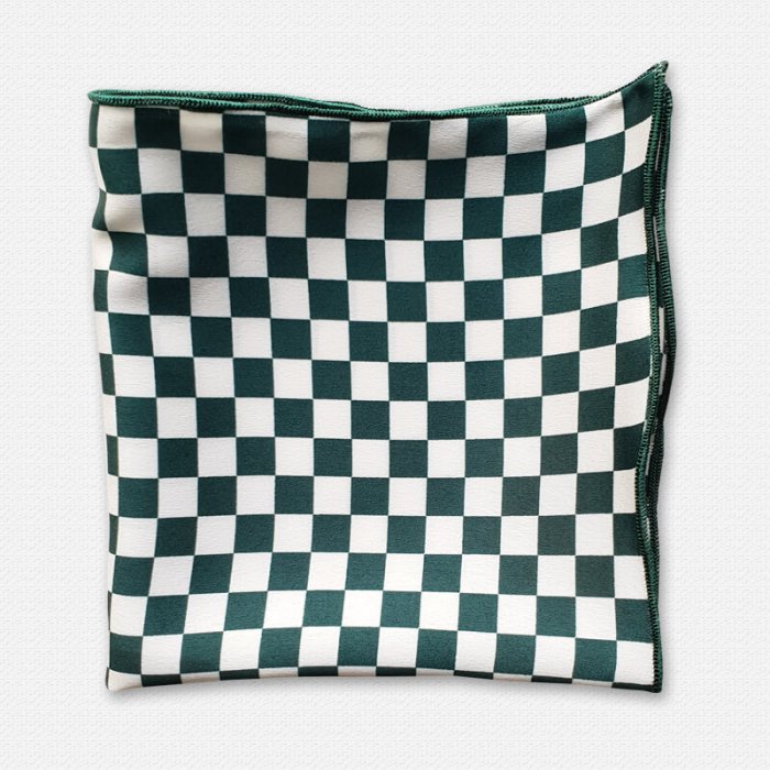 Green & white Checked Silk
