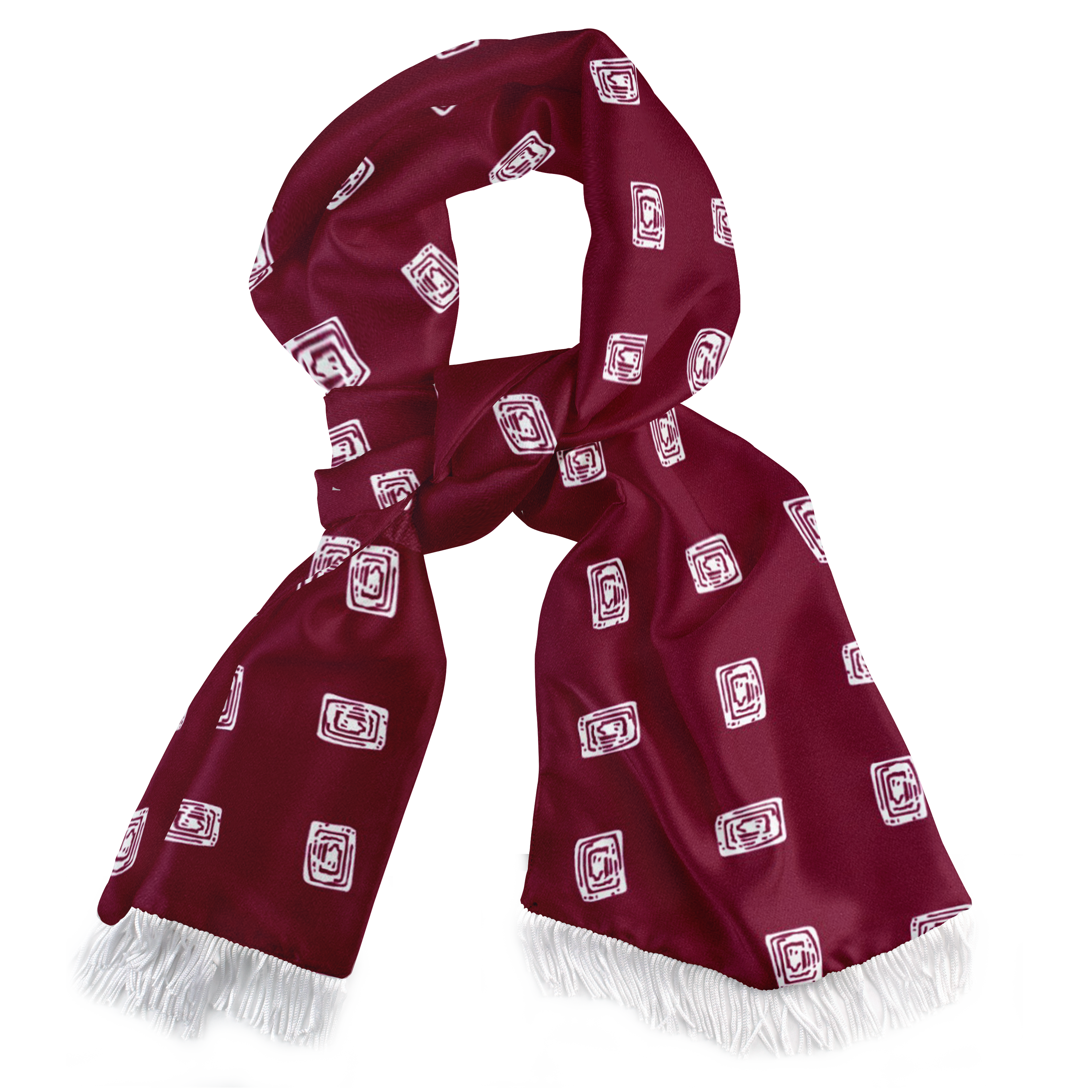 Maroon Diamond Silk Scarf