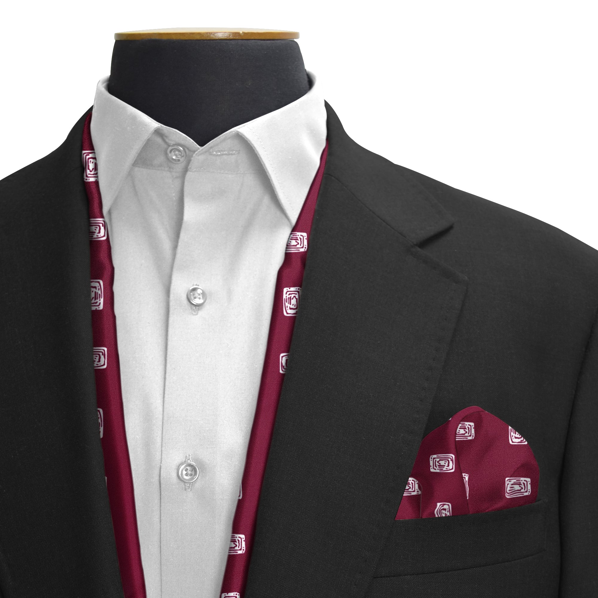 MAROON DIAMOND SILK SCARF & POCKET SQUARE SET