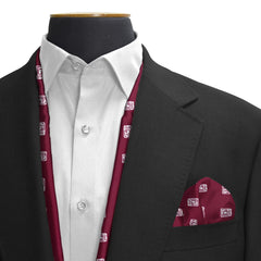 MAROON DIAMOND SILK SCARF & POCKET SQUARE SET