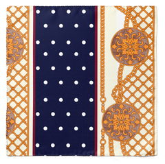 BLUE & GOLD MEDAL SILK SCARF & POCKET SQUARE SET