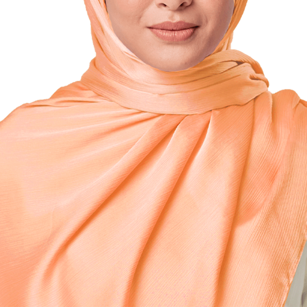 CORAL PEACH CRINKLE SILK SCARF