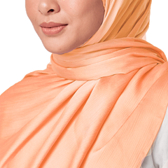 CORAL PEACH CRINKLE SILK SCARF