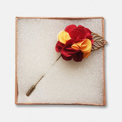 Red and Orange Gold Leaf Lapel Flower