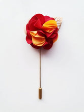 Red and Orange Gold Leaf Lapel Flower