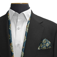 GREEN & YELLOW MYSTERY SILK SCARF & POCKET SQUARE SET