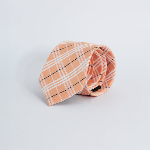 CREAMY PEACH PLAID TIE