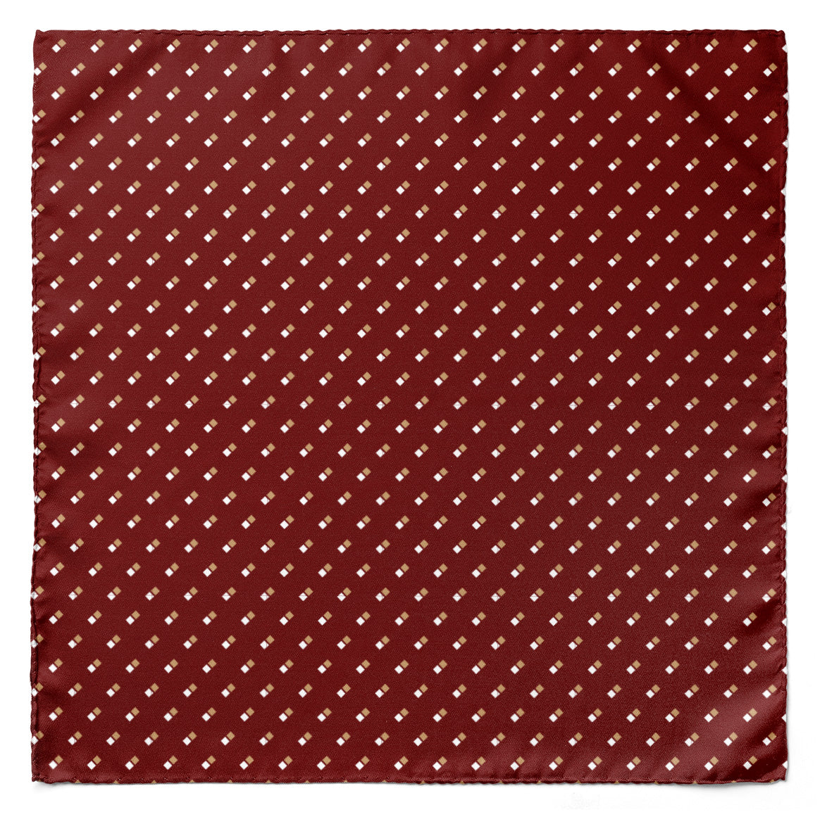 DOUBLE DOTTED MAROON SILK POCKET SQUARE