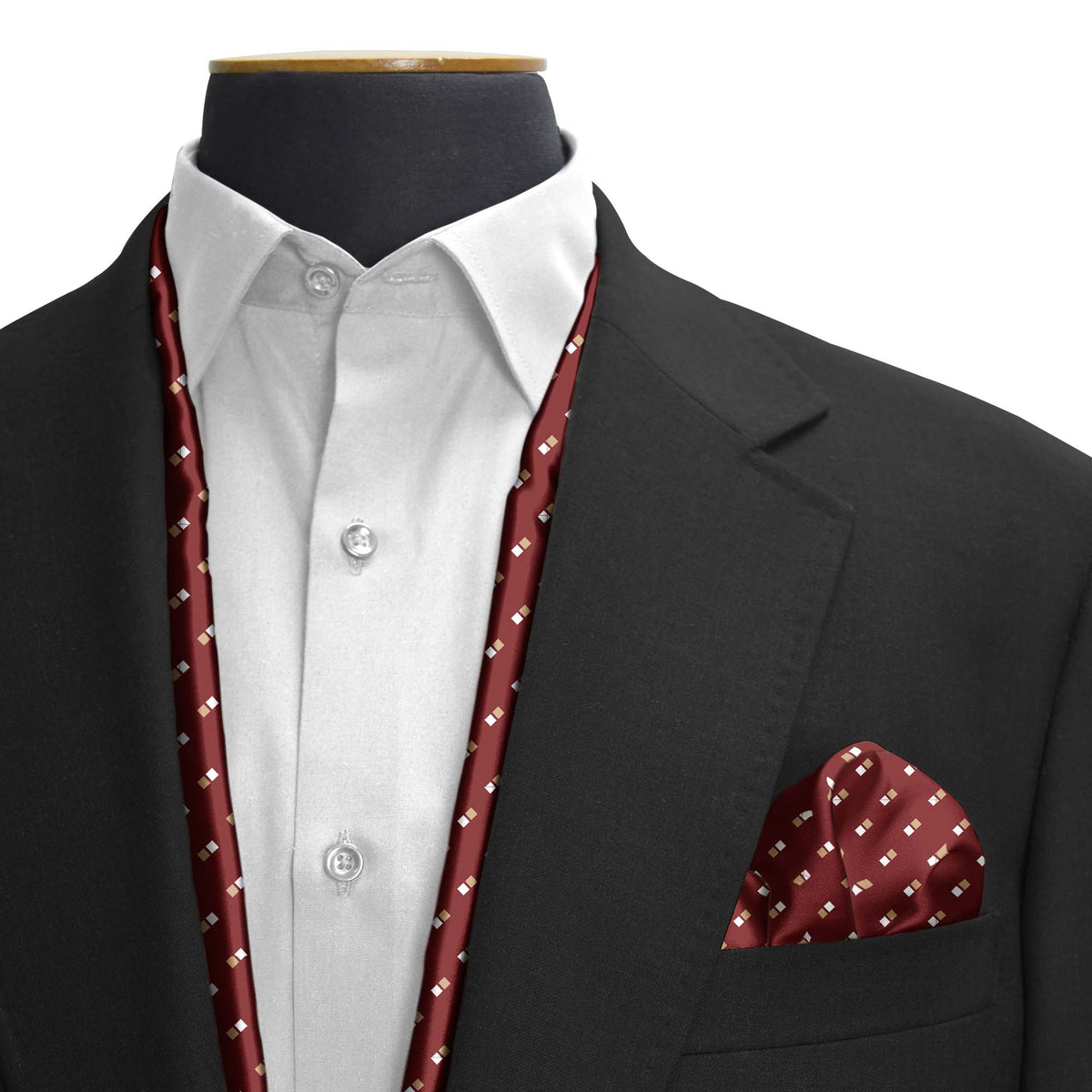 DOUBLE DOTTED MAROON SILK SCARF & POCKET SQUARE SET
