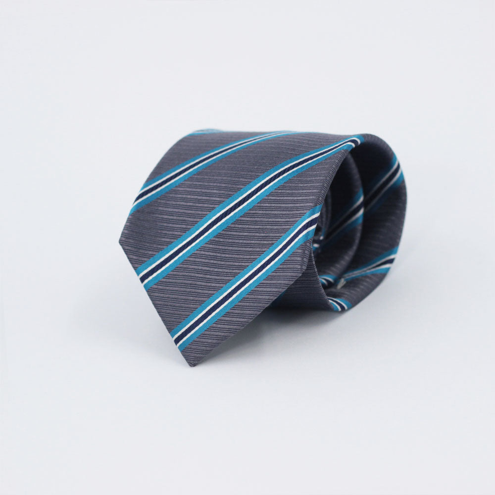 CHARCOAL & BLUE STRIPED TIE
