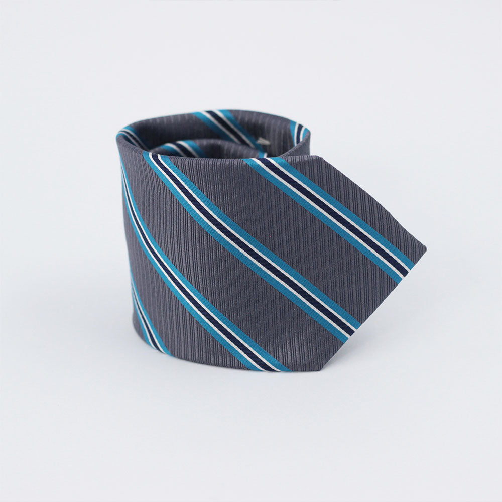 CHARCOAL & BLUE STRIPED TIE
