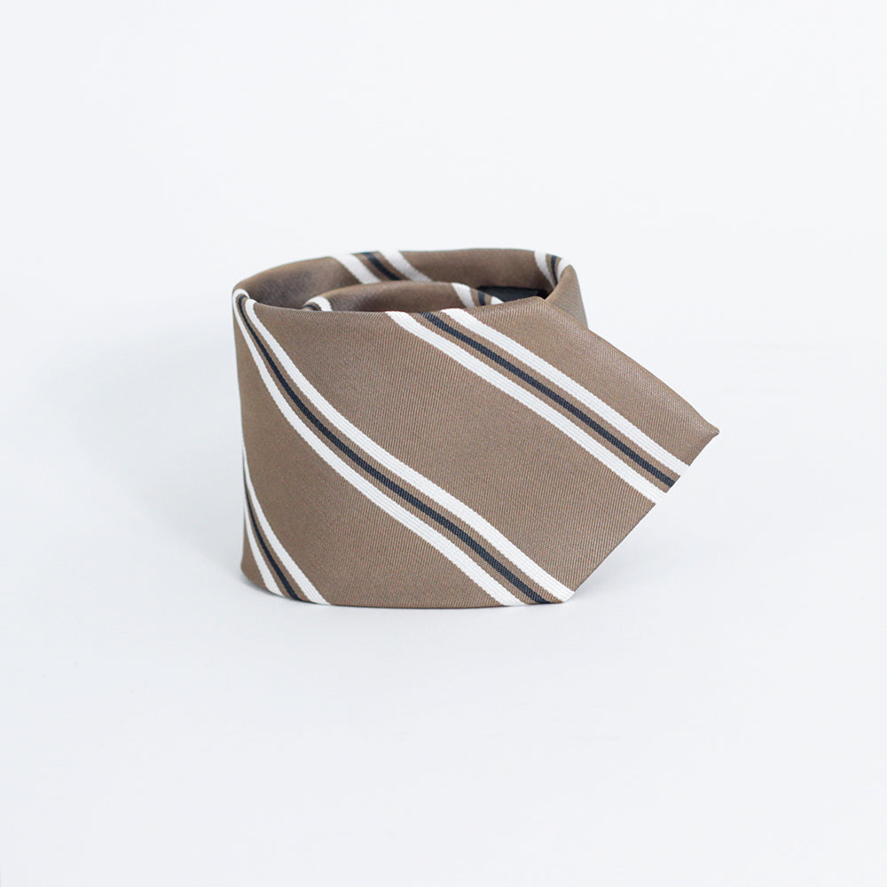 THE BROWN STRIPED TIE AND POCKET SQUARE SET