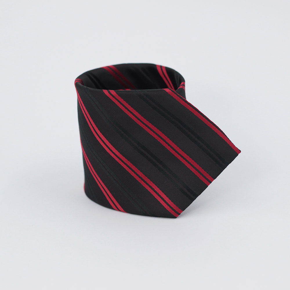 BLACK & RED DOUBLE STRIPED TIE