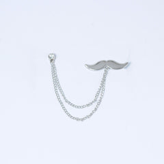 WIDE MOUSTACHE SILVER LAPEL PIN