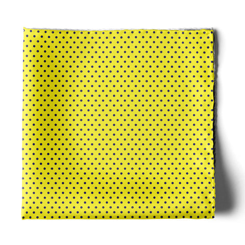 YELLOW WITH BLACK POLKA SILK POCKET SQUARE