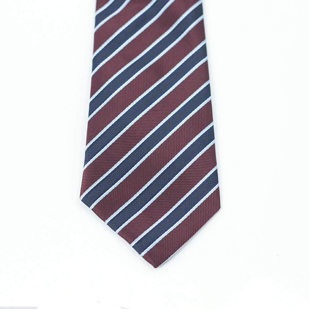 BLUE & BURGUNDY STRIPED TIE