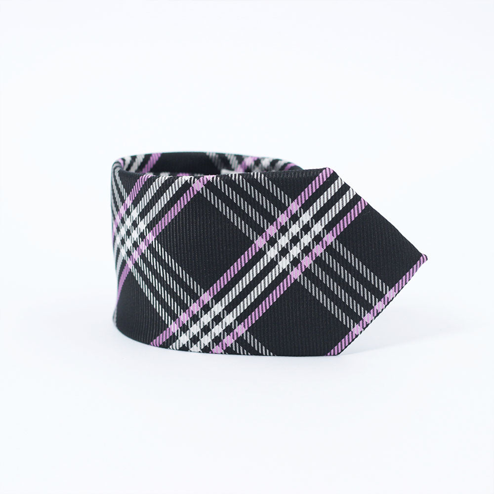 BLACK & PURPLE CHECKERED PLAID TIE
