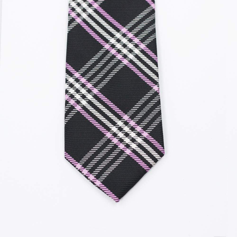 BLACK & PURPLE CHECKERED PLAID TIE
