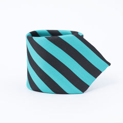 THE CYAN BLUE & BLACK STRIPED TIE SET