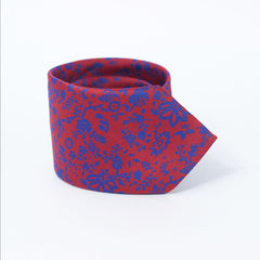 RED AND BLUE FLORAL NECKTIE