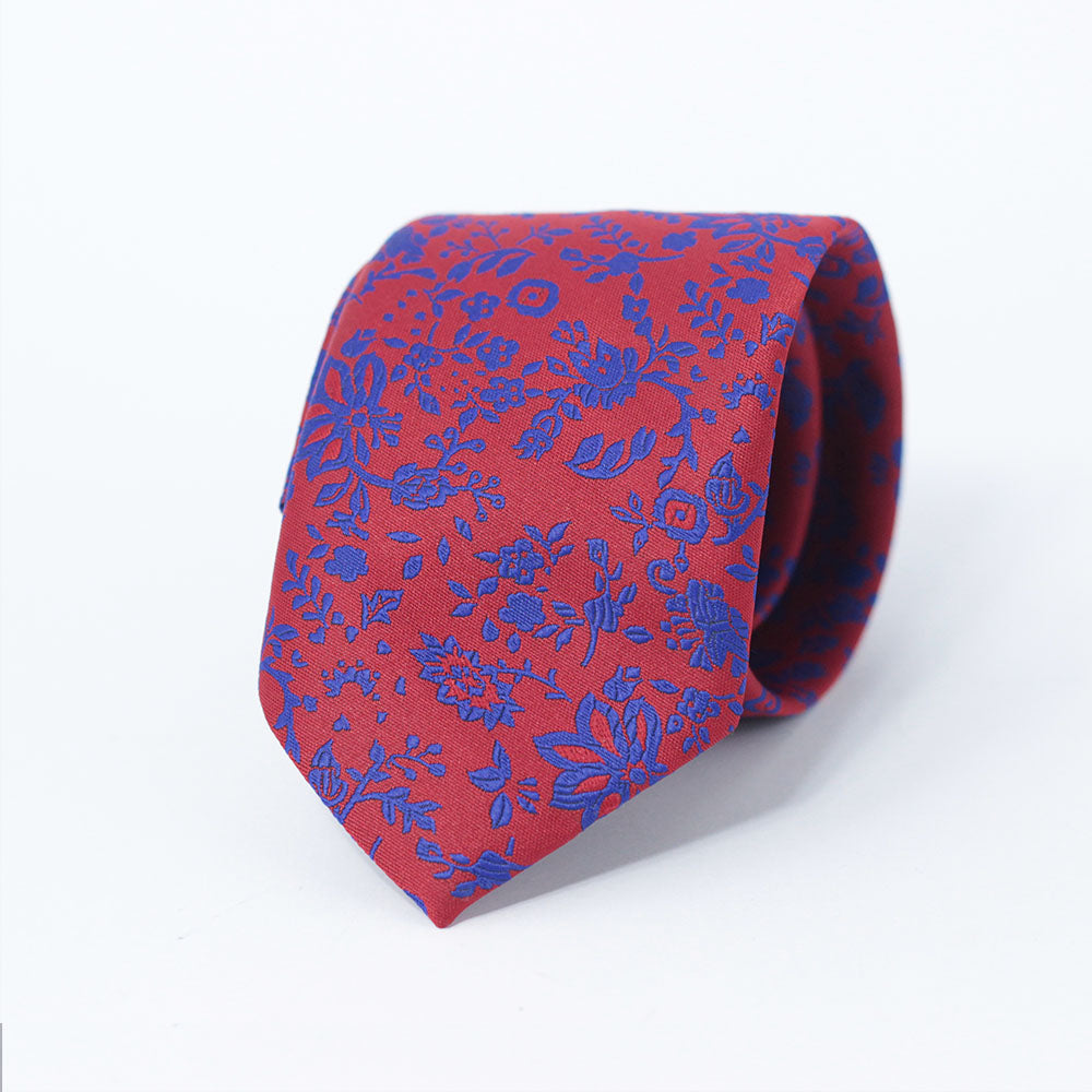 RED AND BLUE FLORAL NECKTIE