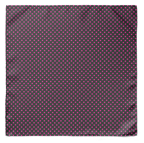 BLACK WITH PINK POLKA SILK CRAVAT & POCKET SQUARE SET