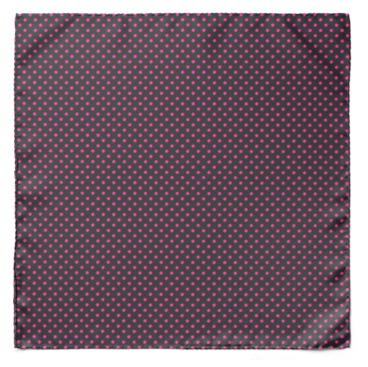 BLACK WITH PINK POLKA SILK SCARF & POCKET SQUARE SET